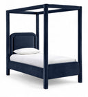 Salina Velvet Upholstered Twin Bed - Blue