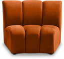 Infinity Velvet Upholstered Modular Chair - Cognac