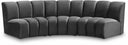 Infinity 119" Velvet Upholstered 3pc. Modular Sectional - Grey