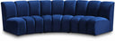 Infinity 119" Velvet Upholstered 3pc. Modular Sectional - Blue