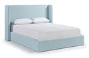 Kendall Linen Textured Fabric Upholstered Bed - Light Blue