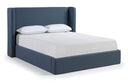 Kendall Linen Textured Fabric Upholstered Bed - Blue
