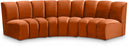 Infinity 119" Velvet Upholstered 3pc. Modular Sectional - Cognac