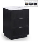 Willard 24" White Engineered Stone And Solid Wood Bathroom Vanity - Black