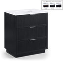 Willard 30" White Engineered Stone And Solid Wood Bathroom Vanity - Black