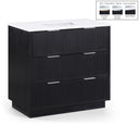 Willard 36" White Engineered Stone And Solid Wood Bathroom Vanity - Black