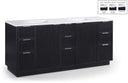 Willard 72" White Engineered Stone And Solid Wood Bathroom Vanity - Black