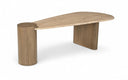 Taverna Travertine Top And Oak Wood Base Coffee Table - Brown