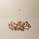 Vintage Gold Leaf Galle Chandelier 40" by Corbett Lighting