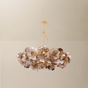 Vintage Gold Leaf Galle Chandelier 40" by Corbett Lighting, view 3