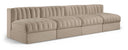 Rummi 116" Velvet Performance Fabric Upholstered 4pc. Modular Sofa - Beige