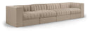Rummi 126" Velvet Performance Fabric Upholstered 4pc. Modular Sofa - Beige