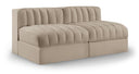 Rummi 58" Velvet Performance Fabric Upholstered 2pc. Modular Loveseat - Beige