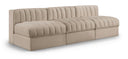 Rummi 87" Velvet Performance Fabric Upholstered 3pc. Modular Sofa - Beige