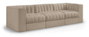 Rummi 97" Velvet Performance Fabric Upholstered 3pc. Modular Sofa - Beige