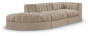 Rummi 112" Velvet Performance Fabric Upholstered 3pc. Modular Sofa - Beige