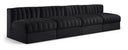 Rummi 116" Velvet Performance Fabric Upholstered 4pc. Modular Sofa - Black