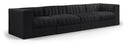 Rummi 126" Velvet Performance Fabric Upholstered 4pc. Modular Sofa - Black