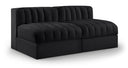 Rummi 58" Velvet Performance Fabric Upholstered 2pc. Modular Loveseat - Black