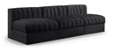 Rummi 87" Velvet Performance Fabric Upholstered 3pc. Modular Sofa - Black