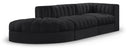 Rummi 112" Velvet Performance Fabric Upholstered 3pc. Modular Sofa - Black