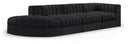 Rummi 141" Velvet Performance Fabric Upholstered 4pc. Modular Sectional - Black
