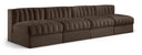 Rummi 116" Velvet Performance Fabric Upholstered 4pc. Modular Sofa - Brown