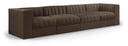 Rummi 126" Velvet Performance Fabric Upholstered 4pc. Modular Sofa - Brown