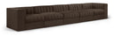 Rummi 155" Velvet Performance Fabric Upholstered 5pc. Modular Sofa - Brown