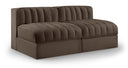 Rummi 58" Velvet Performance Fabric Upholstered 2pc. Modular Loveseat - Brown