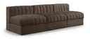 Rummi 87" Velvet Performance Fabric Upholstered 3pc. Modular Sofa - Brown