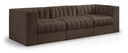 Rummi 97" Velvet Performance Fabric Upholstered 3pc. Modular Sofa - Brown