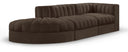 Rummi 112" Velvet Performance Fabric Upholstered 3pc. Modular Sofa - Brown