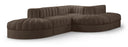 Rummi 112" Velvet Performance Fabric Upholstered 5pc. Modular Sectional - Brown