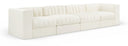 Rummi 126" Velvet Performance Fabric Upholstered 4pc. Modular Sofa - Cream