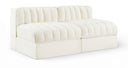 Rummi 58" Velvet Performance Fabric Upholstered 2pc. Modular Loveseat - Cream