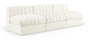 Rummi 87" Velvet Performance Fabric Upholstered 3pc. Modular Sofa - Cream