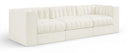 Rummi 97" Velvet Performance Fabric Upholstered 3pc. Modular Sofa - Cream