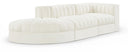 Rummi 112" Velvet Performance Fabric Upholstered 3pc. Modular Sofa - Cream