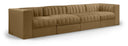 Rummi 126" Velvet Performance Fabric Upholstered 4pc. Modular Sofa - Saddle