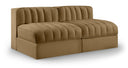 Rummi 58" Velvet Performance Fabric Upholstered 2pc. Modular Loveseat - Saddle
