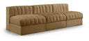 Rummi 87" Velvet Performance Fabric Upholstered 3pc. Modular Sofa - Saddle
