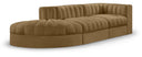 Rummi 112" Velvet Performance Fabric Upholstered 3pc. Modular Sofa - Saddle