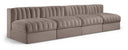 Rummi 116" Velvet Performance Fabric Upholstered 4pc. Modular Sofa - Taupe