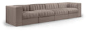 Rummi 126" Velvet Performance Fabric Upholstered 4pc. Modular Sofa - Taupe