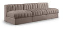 Rummi 87" Velvet Performance Fabric Upholstered 3pc. Modular Sofa - Taupe