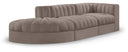 Rummi 112" Velvet Performance Fabric Upholstered 3pc. Modular Sofa - Taupe