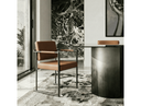 Atlan - Modern Camel Vegan Leather + Dark Gold Dining Chair