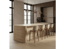 Calvary - Mid-Century Modern Beige Vegan Leather + Walnut Counter Chair
