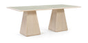 Atrium 78" Glass And Cane Top With Solid Wood Base Dining Table - Natural